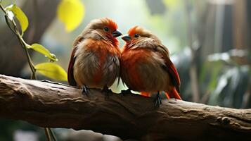 photo de fondant deux rossignols avec un accentuation sur expression de l'amour. génératif ai