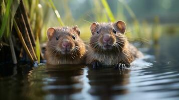 photo de fondant deux rats musqués avec un accentuation sur expression de l'amour. génératif ai