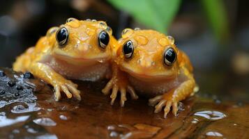 photo de fondant deux grenouilles avec un accentuation sur expression de l'amour. génératif ai