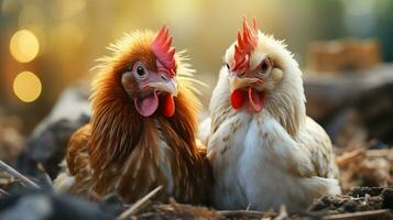 photo de fondant deux poulets avec un accentuation sur expression de l'amour. génératif ai