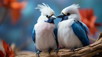 photo de fondant deux bleu geais avec un accentuation sur expression de l'amour. génératif ai