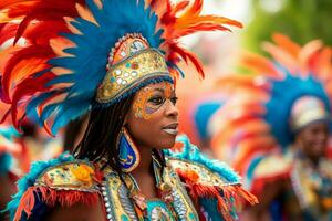 Caraïbes costume carnaval coloré style. produire ai photo