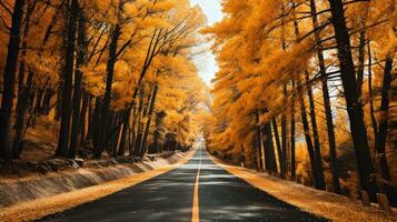 une pittoresque sentier dans Orange et Jaune splendeur. génératif ai photo