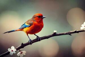 photo fond d'écran le ciel, oiseau, fleurs, le oiseau, le oiseau, le oiseau, le. généré par ai