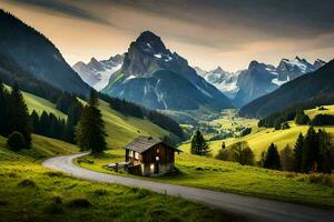 le route à le Alpes. généré par ai photo