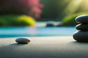 Zen des pierres dans le jardin. généré par ai photo