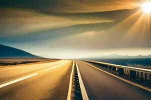 une Autoroute avec le Soleil brillant plus de il. généré par ai photo