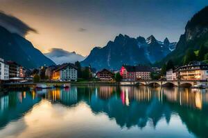 le magnifique ville de Altenmarkt à crépuscule. généré par ai photo