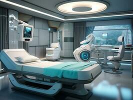 haute technologie hôpital pièce de le futur ai génératif photo