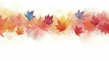 l'automne Festival aquarelle Contexte avec peinte à la main érable feuilles. ai généré photo