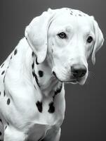 content dalmatien chien noir et blanc monochrome photo dans studio éclairage