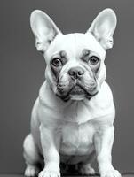 content français bouledogue noir et blanc monochrome photo dans studio éclairage