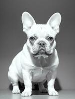 content français bouledogue noir et blanc monochrome photo dans studio éclairage