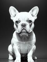 content français bouledogue noir et blanc monochrome photo dans studio éclairage