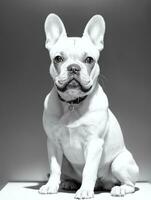 content français bouledogue noir et blanc monochrome photo dans studio éclairage