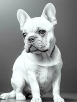 content français bouledogue noir et blanc monochrome photo dans studio éclairage