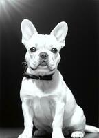 content français bouledogue noir et blanc monochrome photo dans studio éclairage