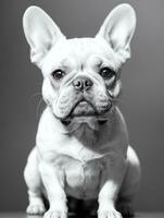 content français bouledogue noir et blanc monochrome photo dans studio éclairage