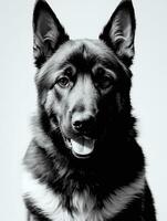 content allemand berger chien noir et blanc monochrome photo dans studio éclairage