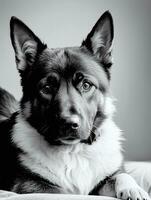 content allemand berger chien noir et blanc monochrome photo dans studio éclairage