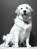 content d'or retriever chien noir et blanc monochrome photo dans studio éclairage