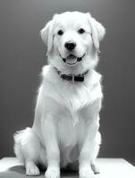 content d'or retriever chien noir et blanc monochrome photo dans studio éclairage