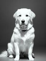 content d'or retriever chien noir et blanc monochrome photo dans studio éclairage