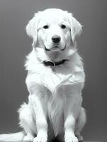 content d'or retriever chien noir et blanc monochrome photo dans studio éclairage