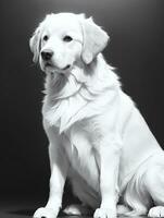 content d'or retriever chien noir et blanc monochrome photo dans studio éclairage