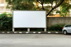 un vide panneau d'affichage dans le ville. généré par artificiel intelligence photo