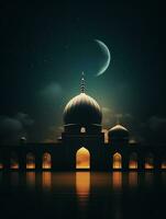 islamique Ramadan salutation carte conception avec islamique Contexte composition ai généré photo