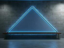vide 3d base néon lumière moderne intérieur mur Contexte de face vue ai généré photo