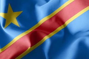 Le rendu 3D gros plan illustration drapeau de la république démocratique du congo. photo