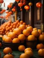 des oranges faire offrandes à le esprits, chinois Nouveau année photo