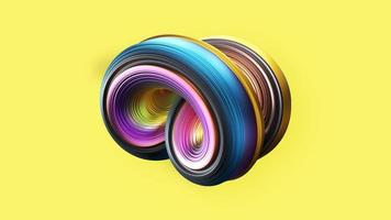 objet abstrait en spirale 3d sur fond jaune photo