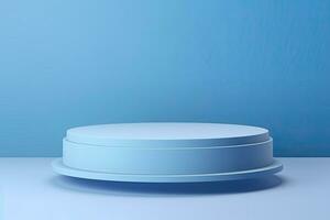génératif ai, minimal podiums pour produit afficher supporter piédestal studio bleu pastel Couleur Contexte 3d photo