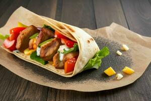 kebab shawarma rouleau envelopper. ai génératif pro photo