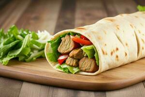 kebab shawarma rouleau envelopper. ai génératif pro photo