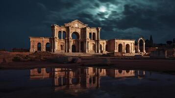 nuit vue de leptis magna. génératif ai photo