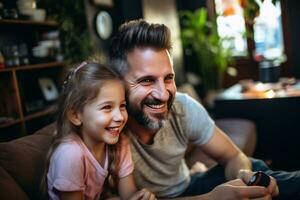 père et fille liaison plus de vidéo Jeux image photo