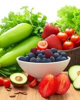 ai généré délicieux Frais des fruits et des légumes gratuit photo