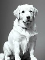 content d'or retriever chien noir et blanc monochrome photo dans studio éclairage