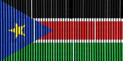 drapeau de république de Sud Soudan sur une texturé Contexte. concept collage. photo