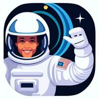 ai généré astronaute agrafe art icône autocollant décoration Facile Contexte photo