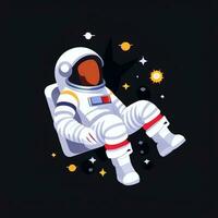 ai généré astronaute agrafe art icône autocollant décoration Facile Contexte photo