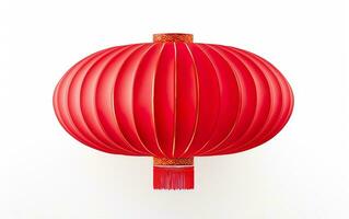 content chinois Nouveau année affiche. gros chinois traditionnel rouge lanterne isolé sur blanc Contexte. asiatique origami papier décoration. ai génératif photo