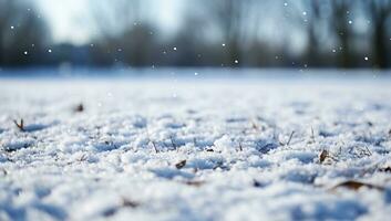 hiver Contexte avec flocons de neige et bokeh. ai généré. photo