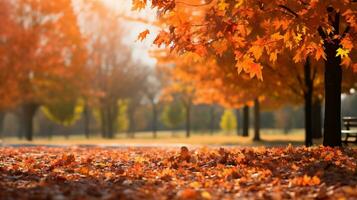 l'automne parc avec vibrant Orange feuilles. ai généré. photo
