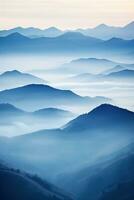 ai généré magnifique paysage de montagnes dans brumeux Beauté du Matin dans la nature. photo