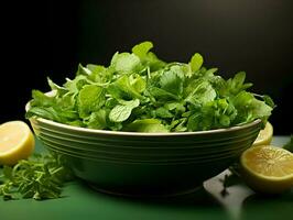 Frais salade brillant minimalisme. haute qualité. ai génératif photo